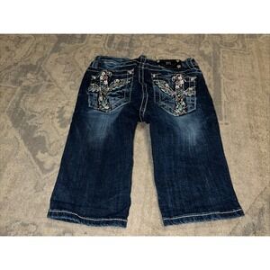 Miss Me Girl's Youth Bermuda Shorts Sz 12 Bling Embroidered
